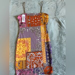 Bear Dance Colorful Patchwork Mini Dress